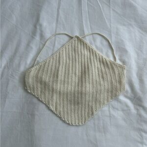 Cream crochet crop top with open back